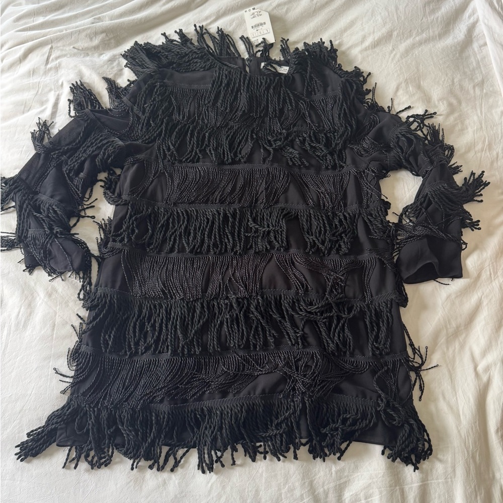 Zara Black Fringe Dress
